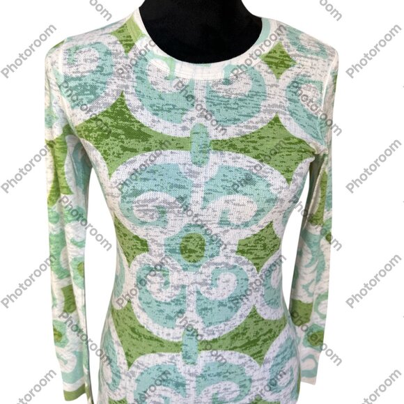 Before + Again XSmall Blue & Green Patterned Long Sleeve Shirt - Picture 1 of 4